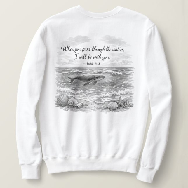 Sudadera Cuando pases por las aguas (Reverso del diseño)