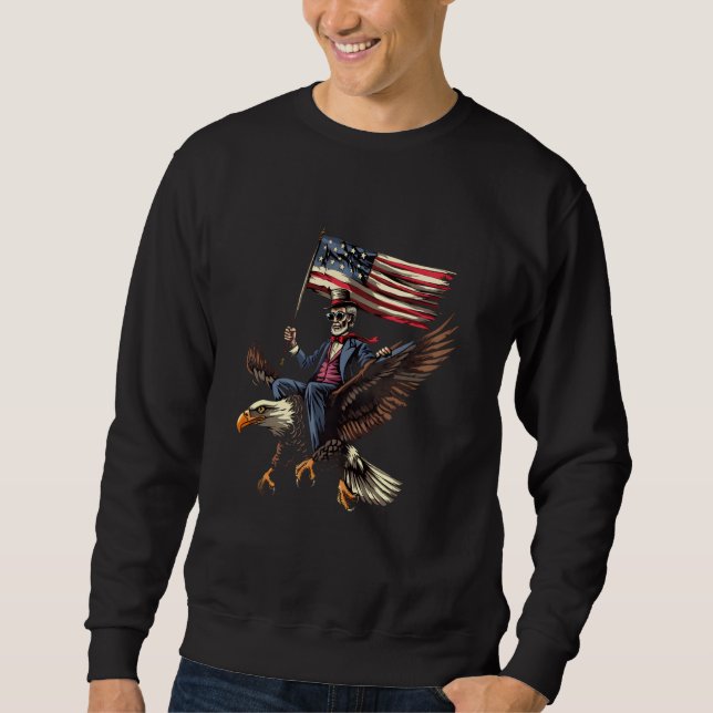 Sudadera Cuarto De Julio Abraham Lincoln Bald Eagle USA Ame (Anverso)