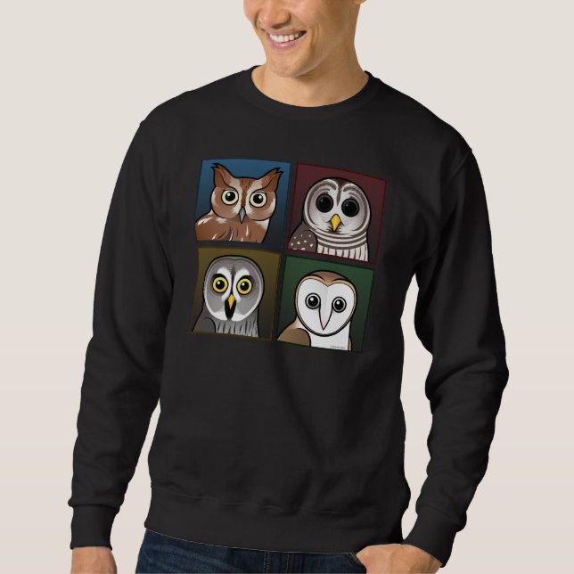 Sudadera Cuatro búhos del color (oscuros) (Anverso)
