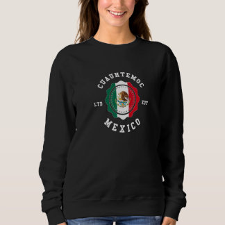 Sudadera Cuauhtemoc Mexico Flag Badge Vintage  