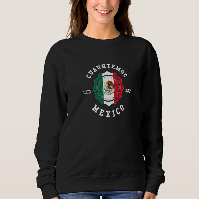 Sudadera Cuauhtemoc Mexico Flag Badge Vintage   (Anverso)