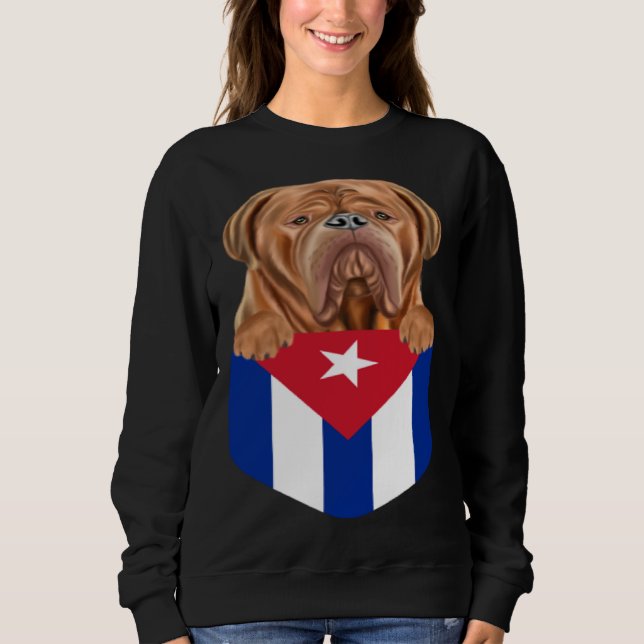 Sudadera Cuba Flag Dogues de Bordeaux Dog In Pocket (Anverso)
