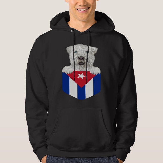 Sudadera Cuba Flag Soft Coated Wheaten Terrier Dog In Pocke (Anverso)