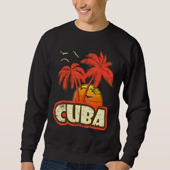 Sudadera Cuba Palm Trees Playa Sunset de los años 80 (Anverso)