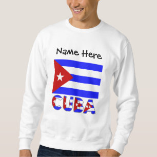 Sudadera Cuba y Bandera Cubana Azul Claro Personalizado 