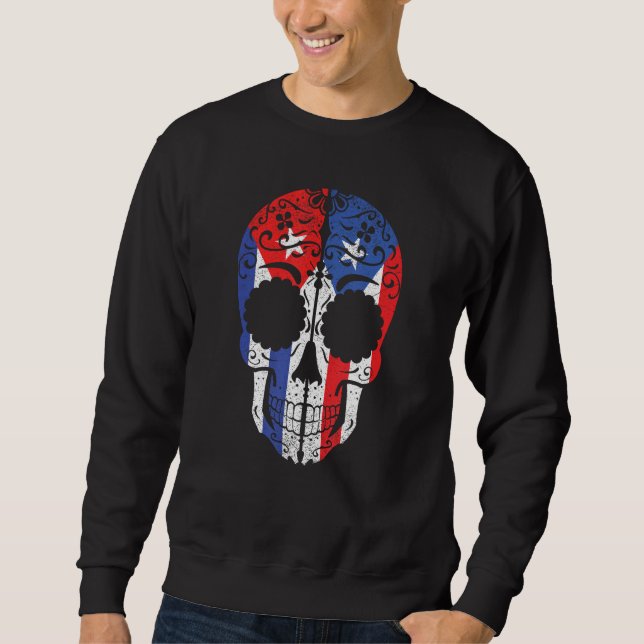 Sudadera Cuban Puerto Rican Sugar Skull Cuba Puerto Rico Fl (Anverso)