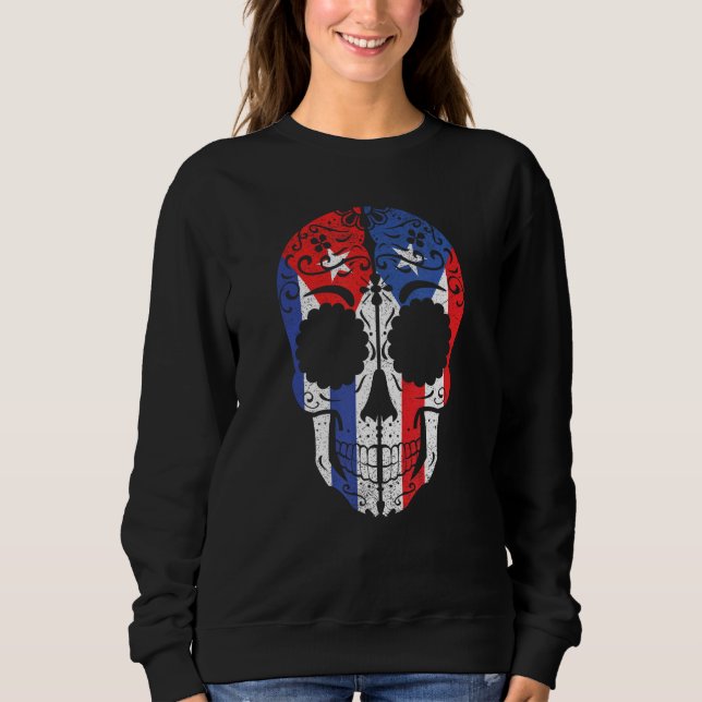 Sudadera Cuban Puerto Rican Sugar Skull Cuba Puerto Rico Fl (Anverso)