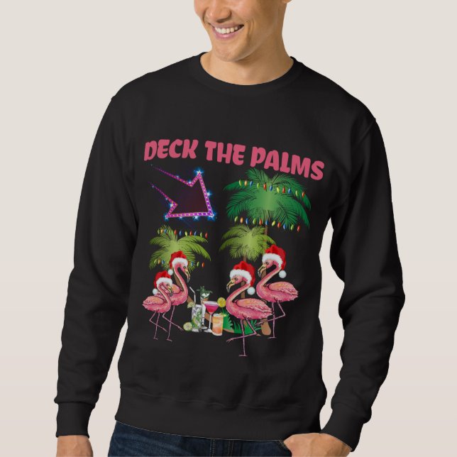 Sudadera Cubierta Las Palmas Flamingo Navidades Tropicales  (Anverso)