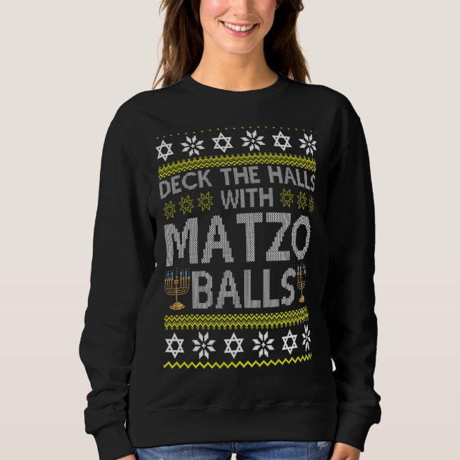 Sudadera Cubierta Los Salones Con Matzo Balls Chanukkah Ugl (Anverso)