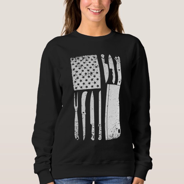 Sudadera Cuchillo de chef divertido diseño de bandera ameri (Anverso)