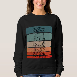 Sudadera Cuchillo de gato pequeño humor de pelea sensible l