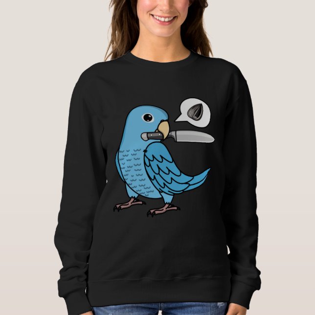 Sudadera Cuchillo Loro Quiere Semillas I Lorito Azul (Anverso)