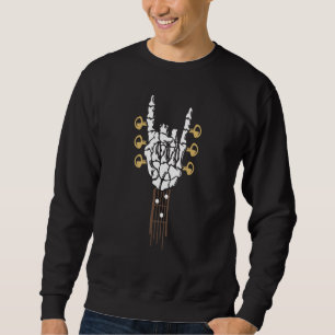 Sudadera Cuello de guitarra de rock esqueleto de mano gótic