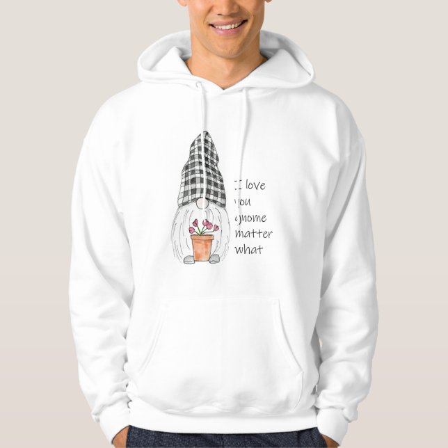 Sudadera Cuerdo Gnome Hoodie te amo gnome importa lo que se (Anverso)