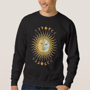 Sudadera Cuerpo Celeste Luna Creciente Sol Boho Astronomía