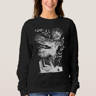 Sudadera cuervo con libros tatuaje gótico Misterio y magi