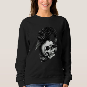 SUDADERA CUERVO DIVERTIDO Y ESQUELETO CUERVO COMIENDO OJO D