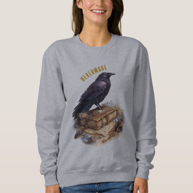 Sudadera Cuervo Místico Nunca Más Unisex (Anverso)