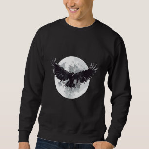 Sudadera Cuervo Negro Frente a la Luna