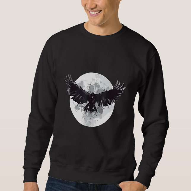 Sudadera Cuervo Negro Frente a la Luna (Anverso)
