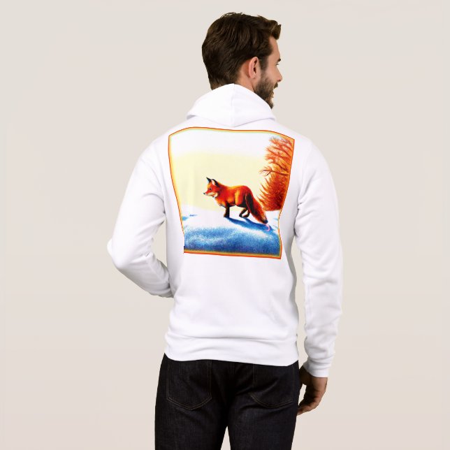 Sudadera Cuesta Pintura de un Zorro Rojo. ¡Hazte con una en (Reverso completo)