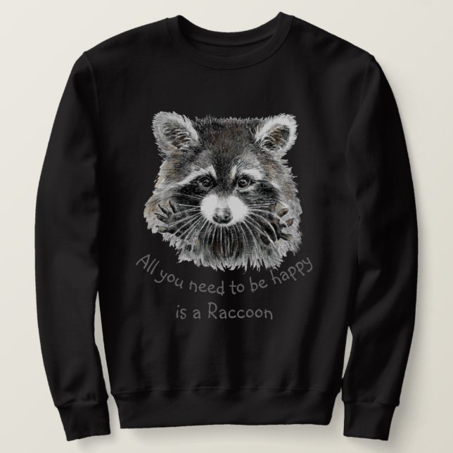 Sudadera Cuidada acuarela Raccoon Feliz Inspirador (Anverso del diseño)