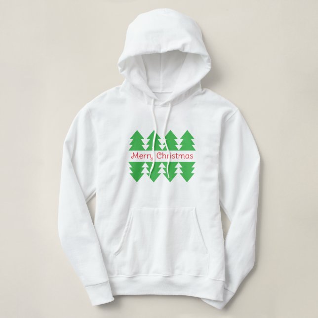 Sudadera Cuidada Feliz Navidad Diseño de árbol simple Verde (Diseño del anverso)