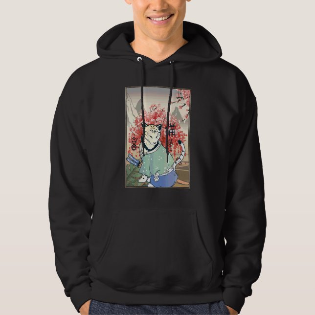 Sudadera Cuidada obra de arte de gato japonesa antigua (Anverso)