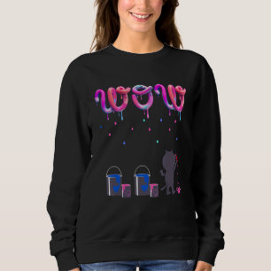 Sudadera Cuidada pintura creativa de gato con coloridas got