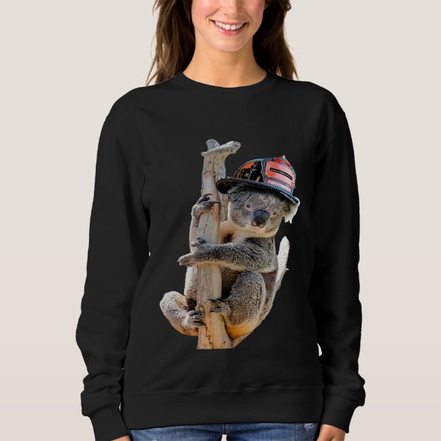 Sudadera Cuidado bombero Koala con casco (Anverso)