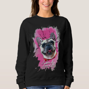 Sudadera Cuidado color Bulldog francés acuarela y acrílico