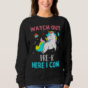 Sudadera Cuidado Con El Preescolar Aquí Vengo Unicorn Pre-K