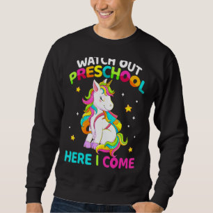 Sudadera Cuidado Con El Preescolar Aquí Vuelvo Unicorn A Sc