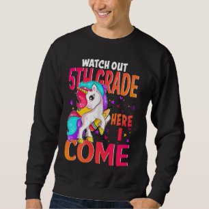 Sudadera Cuidado con el quinto grado aquí vengo Unicorn