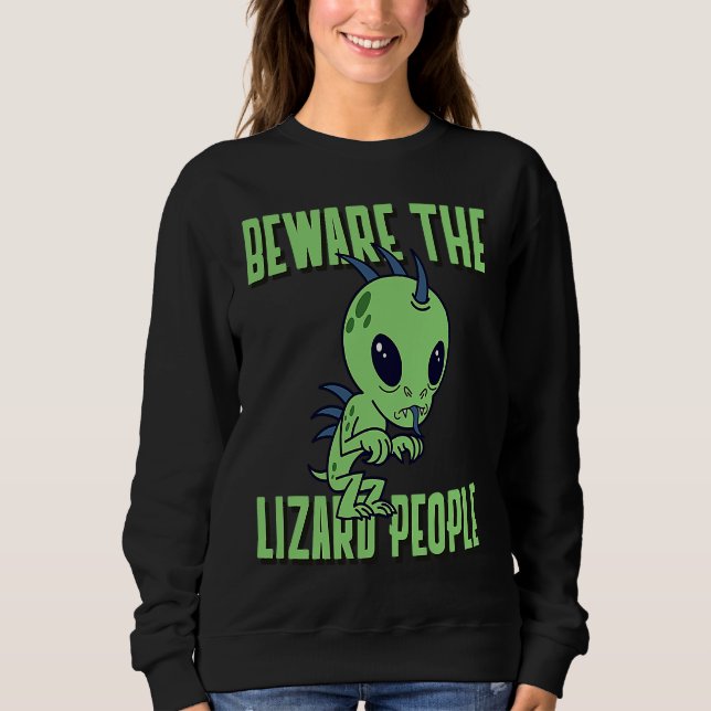 Sudadera Cuidado con los Lizard People Sci Illuminati Hombr (Anverso)