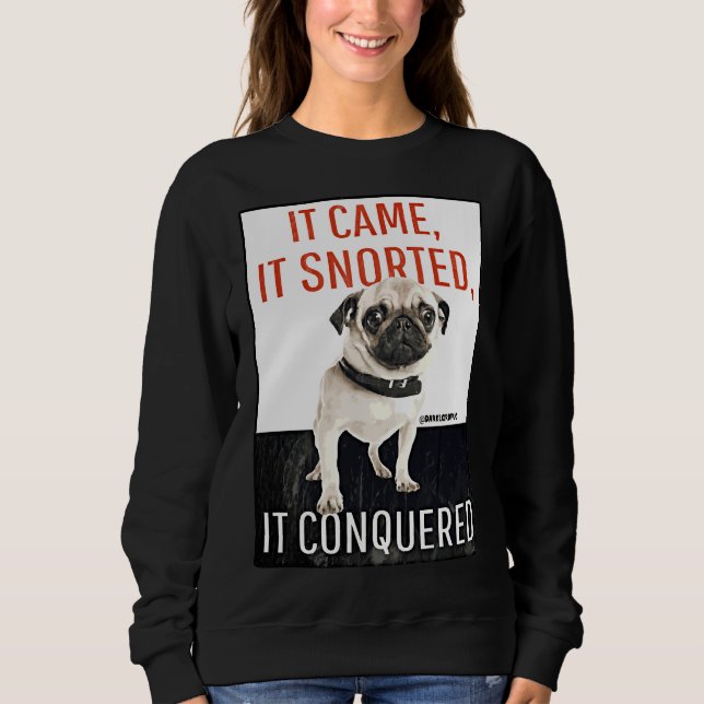 Sudadera ¡Cuidado con Pug! Camiseta clásica 820 (Anverso)