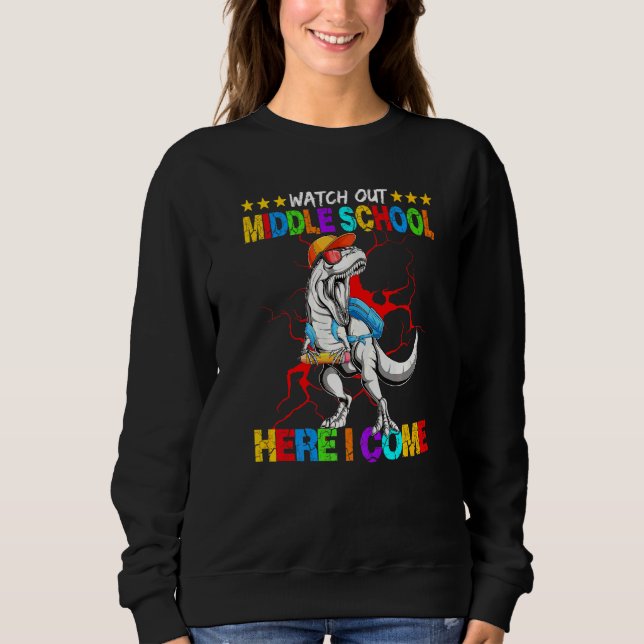 Sudadera Cuidado Escuela Intermedia Aquí Vengo Espalda de D (Anverso)