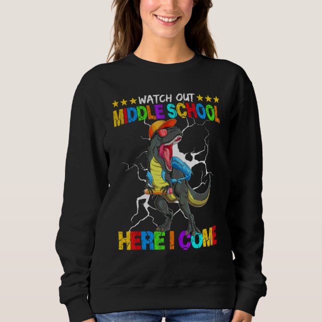 Sudadera Cuidado Escuela Intermedia Aquí Vengo Espalda De D (Anverso)