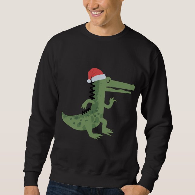 Sudadera Cuidado lagarto con Navidades divertidos de Santa  (Anverso)