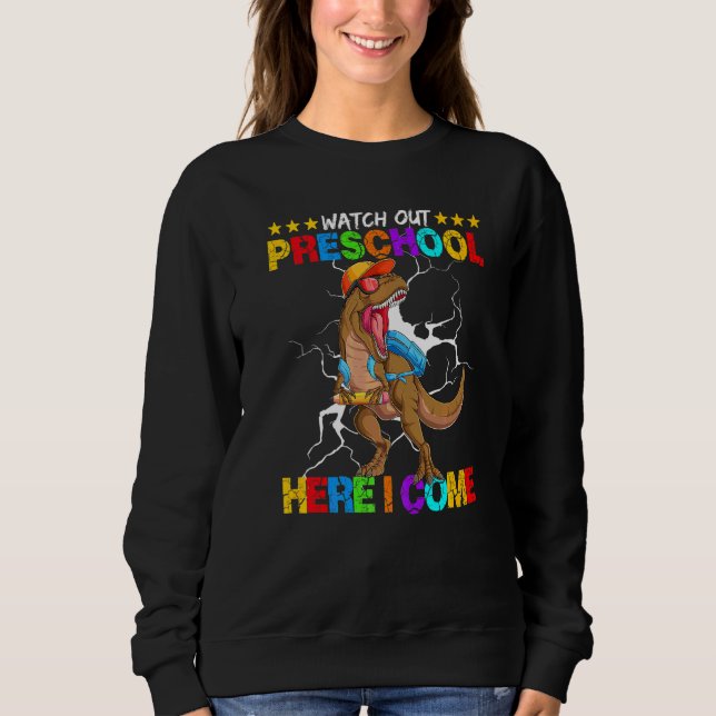 Sudadera Cuidado Preescolar Aquí Vengo Dinosaurio De Vuelta (Anverso)