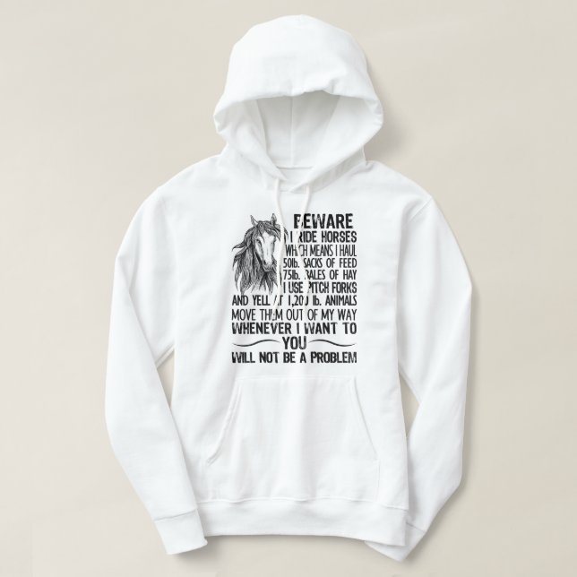 Sudadera Cuidado, Viajar Caballos No Es Un Problema, Caball (Diseño del anverso)