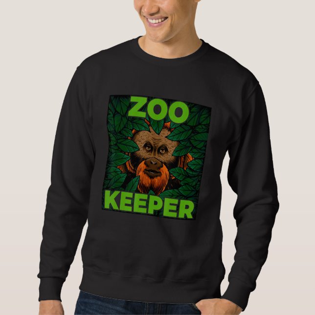 Sudadera Cuidador de zoológico divertido mono de la jungla  (Anverso)