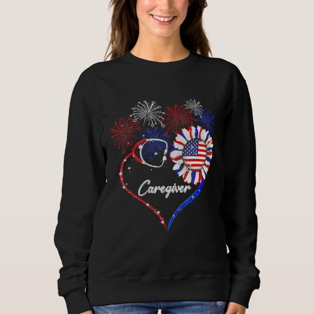 Sudadera Cuidador Stethoscope Firework Sunflower America F (Anverso)