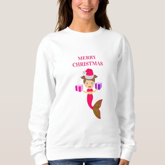 Sudadera Cuidados Navidades de la sirena Chica Santa Hat Xm (Anverso)