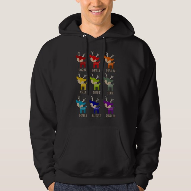 Sudadera Cuidados Navidades de reno arcoiris (Anverso)