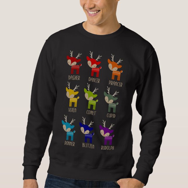 Sudadera Cuidados Navidades de reno arcoiris (Anverso)