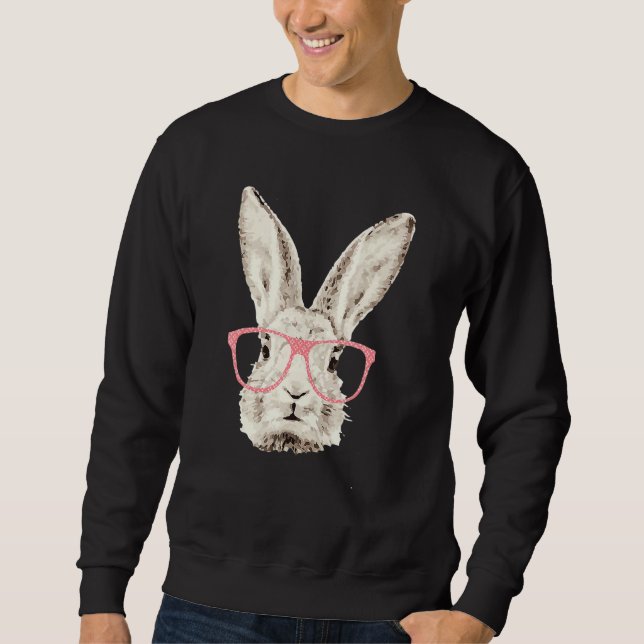 Sudadera Cuidadoso conejo conejo gafas rosadas Hipster Pasc (Anverso)