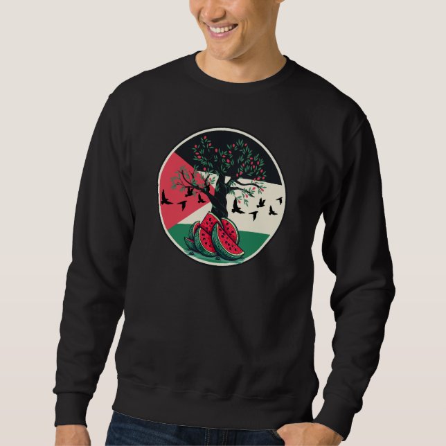 Sudadera cultura palestina árbol de oliva de la sandía pale (Anverso)