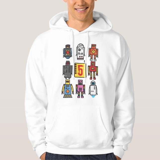 Sudadera Cumpleaños 5 de Robot - Robótica Retro con número  (Anverso)