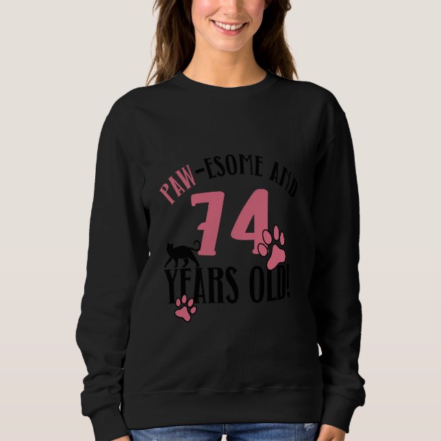 Sudadera Cumpleaños 74 Años, Gato, Gato, Gato, Gato (Anverso)